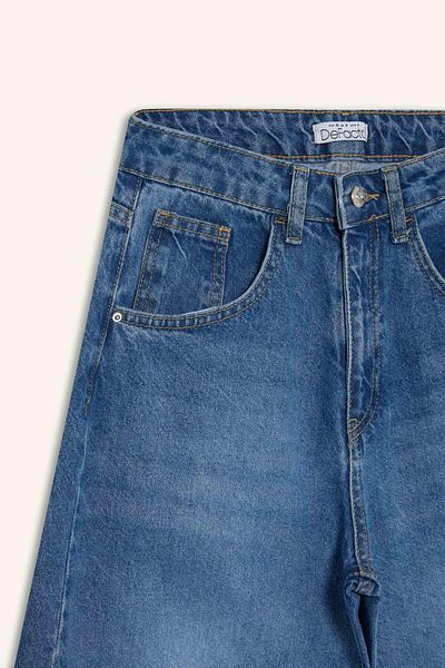 DeFacto Pantaloni lavabili din denim, cu talie normală, până la gleznă, F5374AX25HS