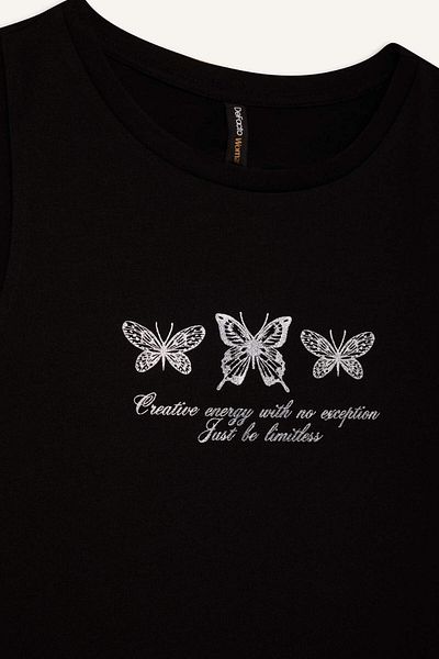 DeFacto Relax Fit Printed Crew Neck Undershirt F6234Ax25Hs