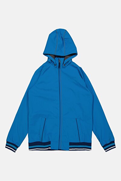 Tchibo جاكيت سوفت شيل بأكمام طويلة وغطاء رأس للأطفال، أزرق