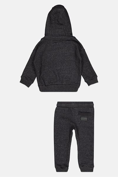 Fudo Kids Boy 2 Pcs Hooded Sweatshirts And Jogger Pants Set, Heather Black