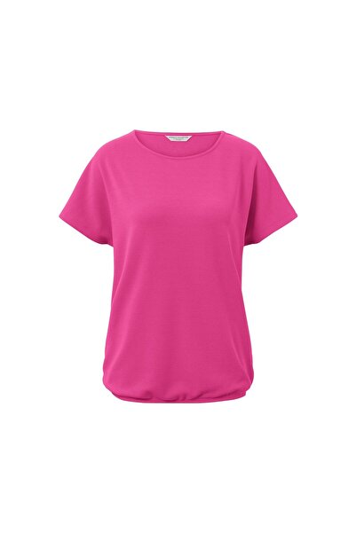 Tchibo Women Round Neck Short Sleeve Textured Top, Pink