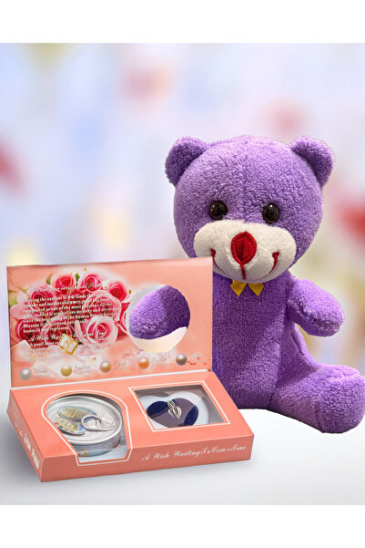 lenostra Hediye Seti 25cm Mor Ayıcık ve İstiridye İçinde İnci Kolye Arkadaşa ...