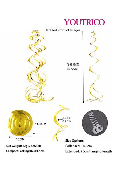 Youtrico 6-in-1 Spiral Wedding Hanger Set – Interconnected Ceiling Decor for Parties