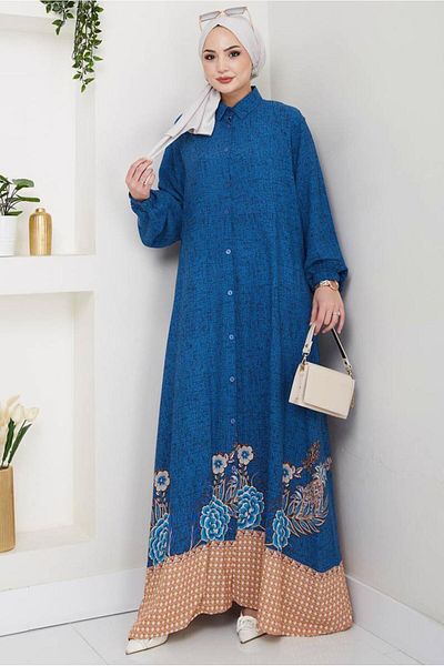 TRENDTESETTÜR Women's Dark Blue (Indigo) Patterned Dress t 1997