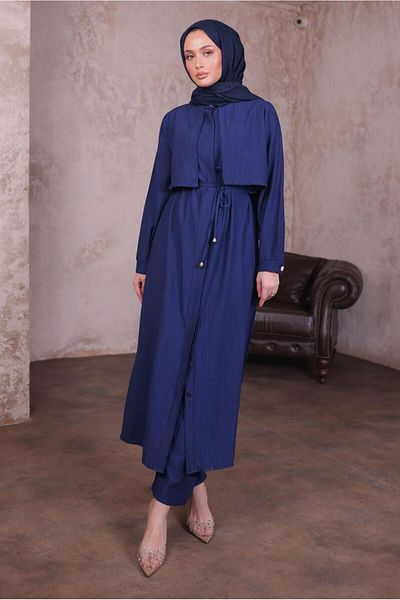 TRENDTESETTÜR Women's Dark Blue Lace Trousers Suit t 9784