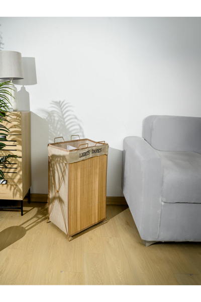 HONEYBEE سلة غسيل من الخيزران بمقابض