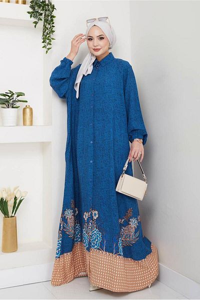 TRENDTESETTÜR Women's Dark Blue (Indigo) Patterned Dress t 1997