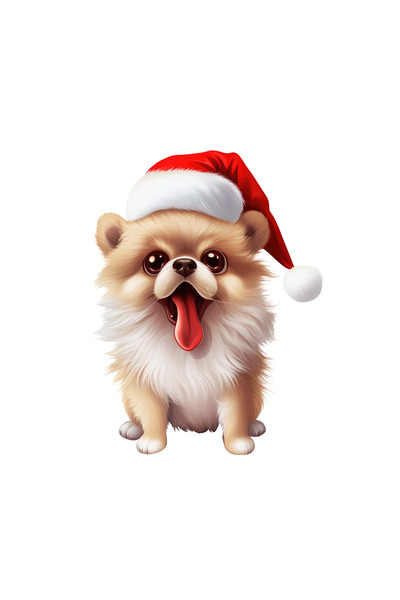 INOVATIX Set de 8 piese, autocolant Pomeranian cu pălărie de Moș Crăciun, INO...