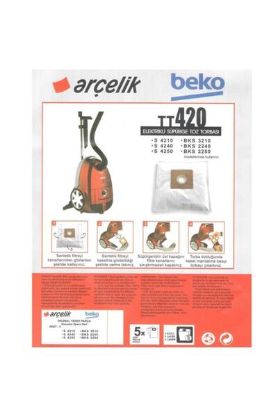 Beko Bks 2240 Vacuum Cleaner Model 5 Dust Bags Tt420
