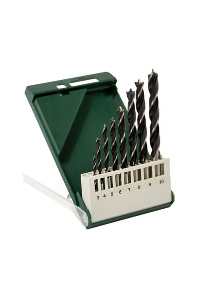 Bosch 8-Piece Brad Point Drill Bit Set for Wood Drilling Black and Silver