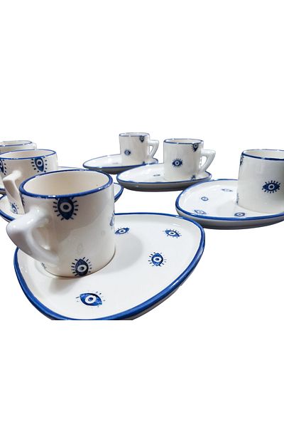 Ganita home Coffee Cup 6 Person Alaçatı Model Double Size 100 ml