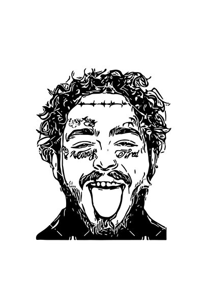 INOVATIX Set de 8 autocolante Post Malone cu limba scoasă, INOVATIX®. 6 cm