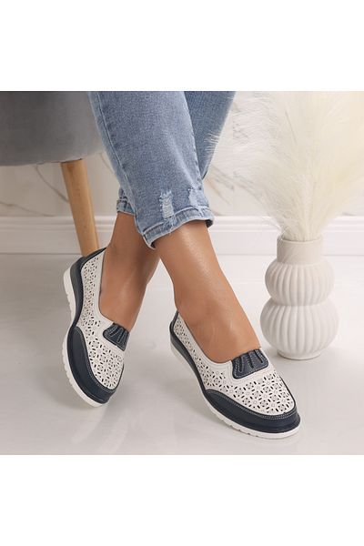 MODA STİL Women's casual shoes White made of natural leather Zenova, 36