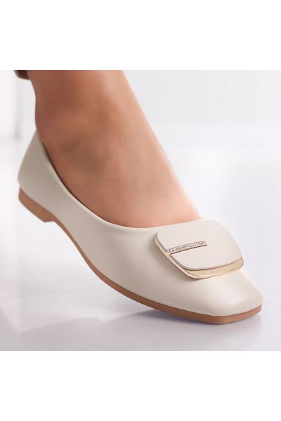 MODA STİL Women's Beige Ballerinas Made of Eco-Leather Eselin, 36