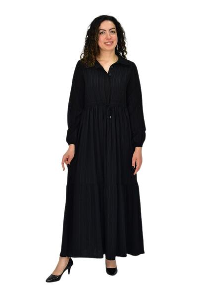 ETRELİFE Γυναικείο μακρυμάνικο ελαστικό ανάγλυφο ριγέ φόρεμα BGL-ST04676