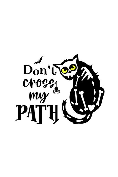 INOVATIX Set of 8 pieces, Sticker Skeleton Cat Dont cross my path, INOVATIX®. 6 cm