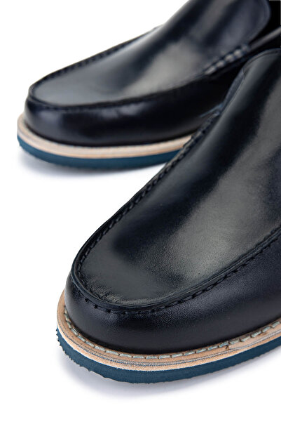 Tamer Tanca Чоловічі темно-сині мокасини з натуральної шкіри