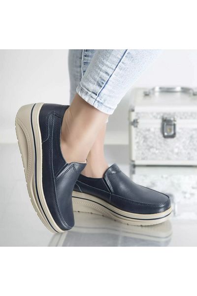 MODA STİL Jessica navy platform shoes, genuine leather, 36