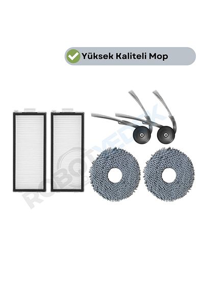 robotyedek Roborock Saros Z70 Compatible Hepa Filter Side Brush Mop-6 Pieces