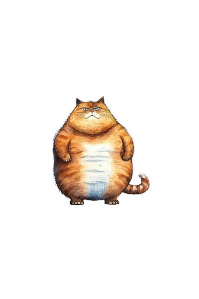 INOVATIX Set of 8 pieces, Sticker Obese Cat, INOVATIX®. 6 cm