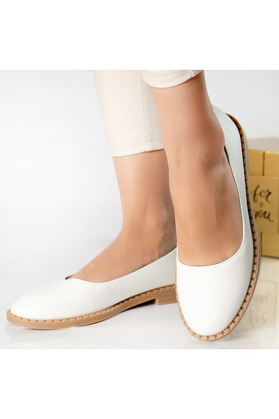 MODA STİL Women's white ballerinas, red eco-leather, 36