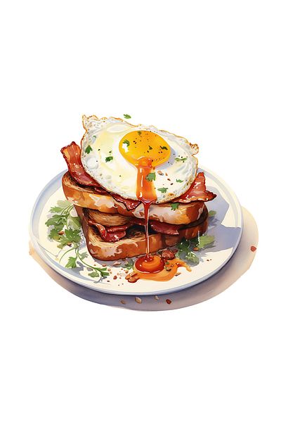 INOVATIX Set of 8, Bacon and Fried Egg Toast Sticker, INOVATIX®. 6 cm