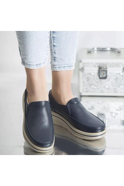 MODA STİL Jessica navy platform shoes, genuine leather, 36