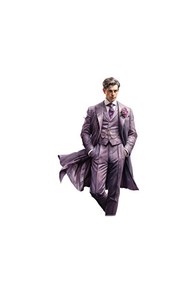 INOVATIX Set de 8 piese, autocolant Bărbat la modă victoriană în costum viole...