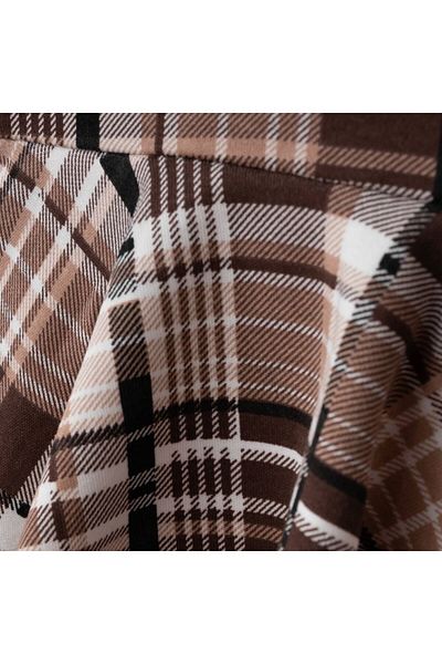 URZALO Plaid Patterned Shoulder Ruffle Bandana Baby Girl Dress