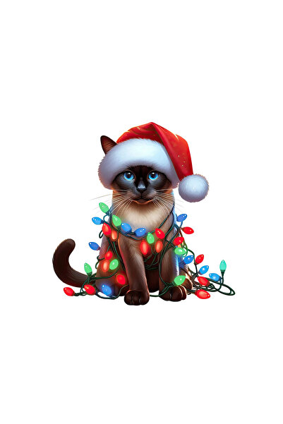 INOVATIX Set de 8 piese, autocolant Crăciun pisică siameză, INOVATIX®. 6 cm