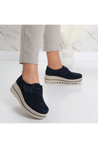 MODA STİL Women's Navy Blue Suede Platform Shoes Anera, 38
