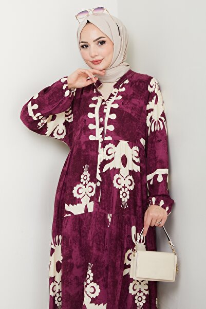 InStyle Овальний візерунок, вільний віскозний сукня, фіолетовий