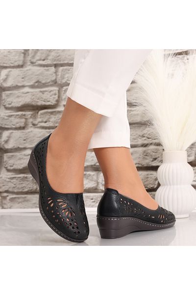 MODA STİL Women's Casual Black Shoes Made of Genuine Leather Rakina, 40