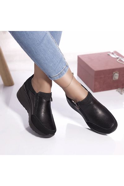 MODA STİL Brook casual shoes, black genuine leather, 36