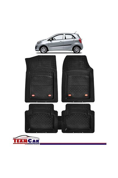 TEAMCAR ® Car Mats Kia Picanto TA (2011-2017) - Black - Durable Rubber Tray Type