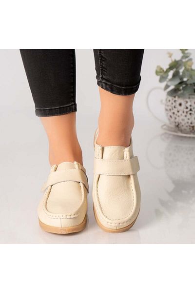 MODA STİL Women's casual shoes beige natural leather chloly, 40