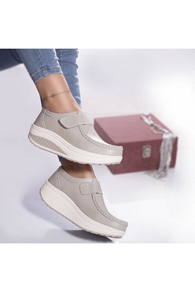 MODA STİL Rachel casual shoes, grey genuine leather, 40