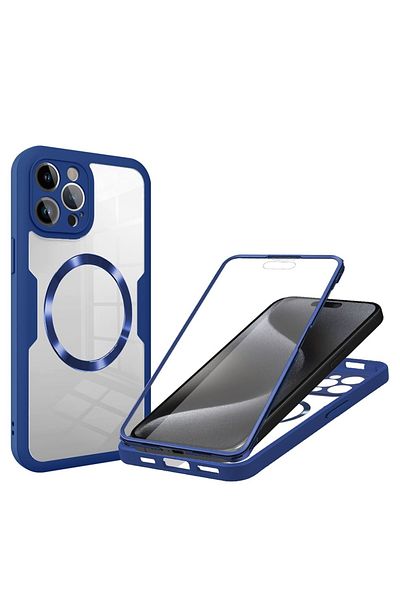Techsuit Husă iPhone 16 Pro Max + Protector de Ecran - Techsuit ColorVerse 360 ​​MagSafe Series - Albastră