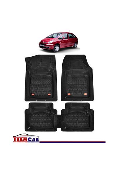 TEAMCAR ® Car Mats Tray Type Compatible Citroen Xsara Picasso (1999-2012) Black Durable Material