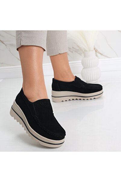 Botinelli Women's Black Platform Shoes Made of Genuine Suede Leather Gabrena, 39