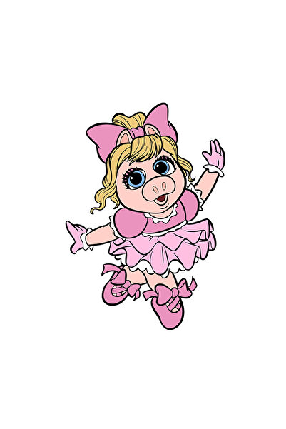 INOVATIX Set de 8 piese, autocolant Muppet Miss Piggy dansând, INOVATIX®. 6 cm