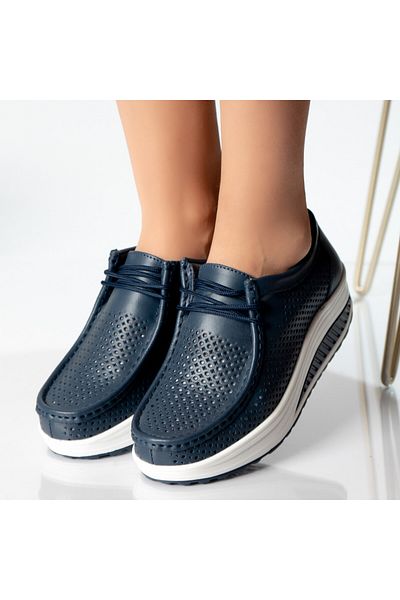 MODA STİL Women's casual navy blue shoes, natural leather, samra, 41