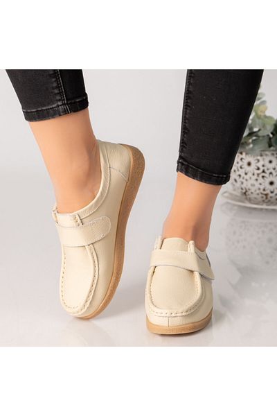 MODA STİL Women's casual shoes beige natural leather chloly, 40