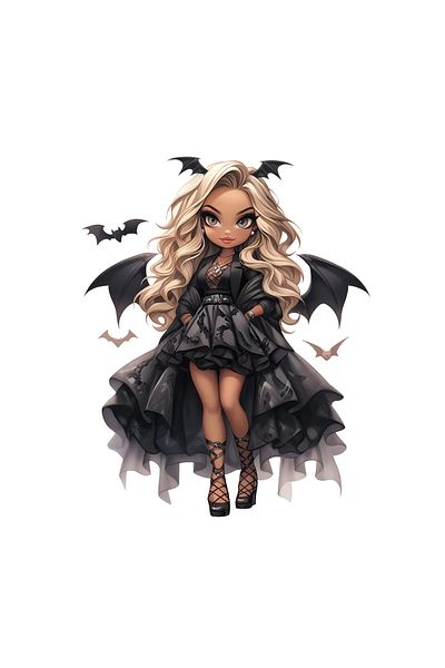 INOVATIX Set de 8 piese, autocolant păpușă demon Adelina, INOVATIX®. 6 cm
