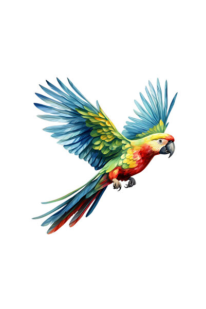 INOVATIX Set de 8 piese, autocolant cu papagal colorat în zbor, INOVATIX®. 6 cm