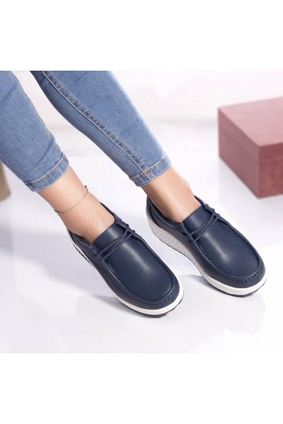 MODA STİL Oscara casual shoes made of natural leather Blue, 38