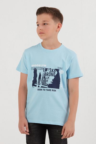 Fulla Moda Tricou pentru băiat, 100% bumbac, imprimat Brooklyn
