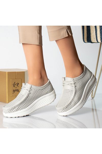 MODA STİL Women's casual shoes, gray, natural leather, 37