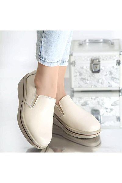 MODA STİL Platform shoes nataly beige genuine leather, 39