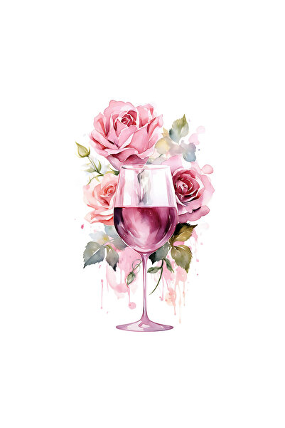 INOVATIX Σετ 8 τεμαχίων, Αυτοκόλλητο ποτήρι κόκκινο κρασί και τρία τριαντάφυλ...